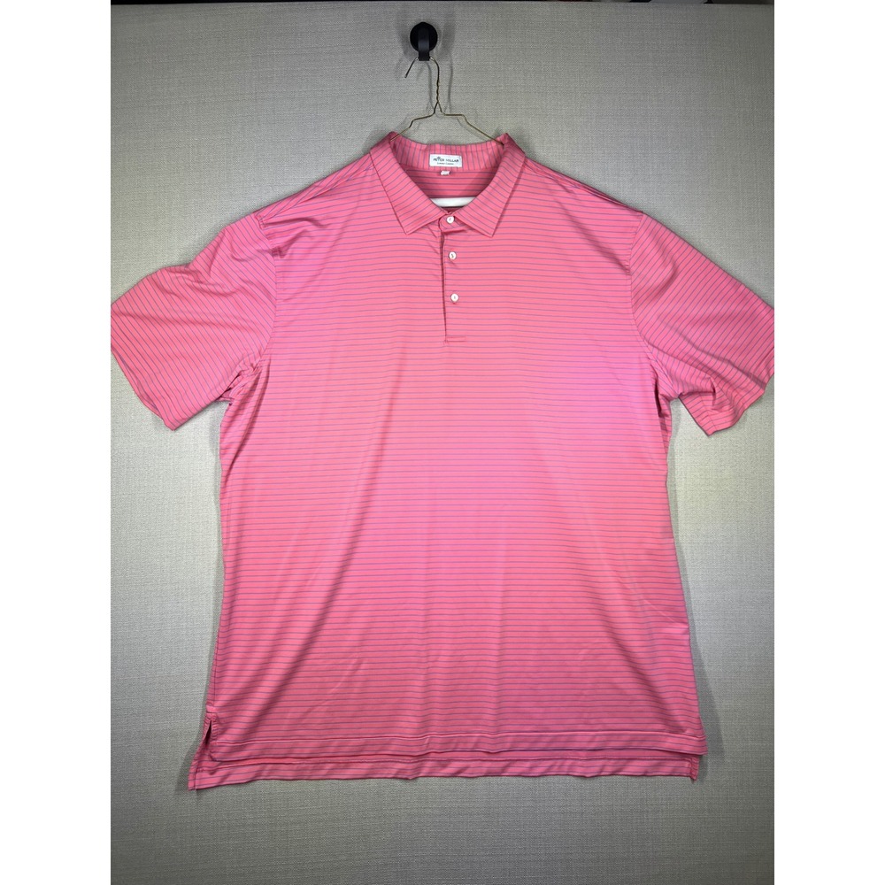 Peter Millar Summer Comfort Mens Pink Blue Striped Polo Shirt 3XT